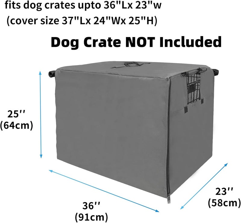 Joroamp Dog Crate Cover 36 Inch, Pet Kennel Cover for Wire Large Dog Cage with1 2 3 Doors, Waterproof 600D Oxford Fabric Indoor/Outdoor Gray (Only Cover) - Image 2